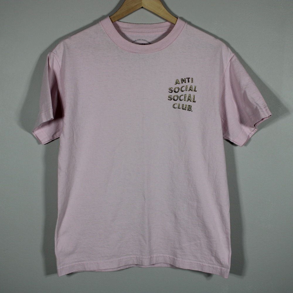 Anti Social Social Club Wood Grain Logo T-Shirt Pink Medium